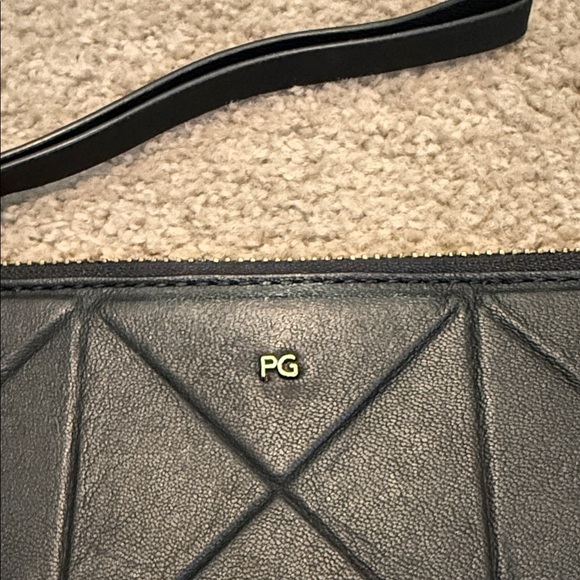 Black Geometric Leather Wristlet Clutch - Picture 2 of 10